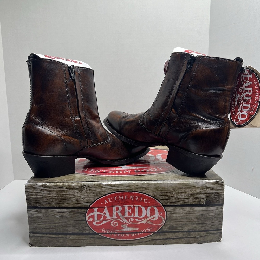 LAREDO Breakout Men's 9.5 D Tan Leather Side Zipper Western Cowboy Boots 62074
